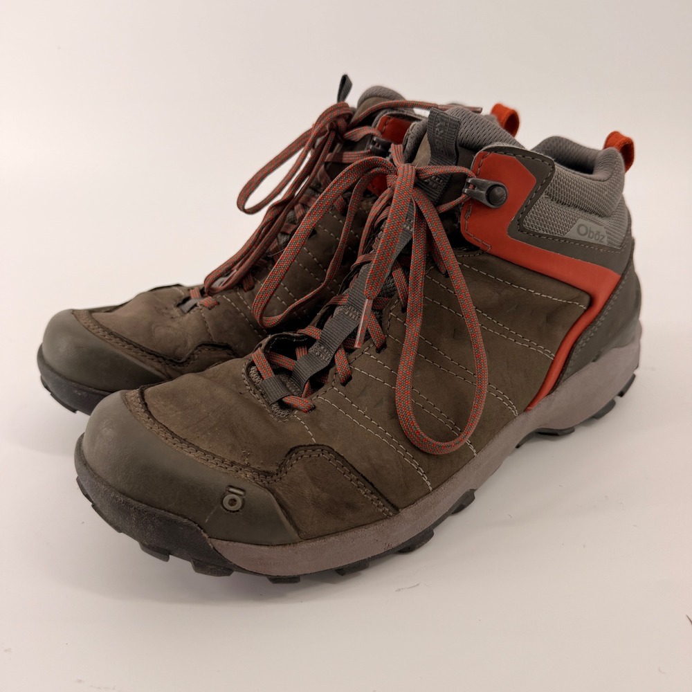 Oboz Bridger Mid B-DRY Hiking Boots Mens 9.5 Brown Orange Waterproof Leather
